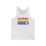 Hawaii Pride Flag Tank: Rainbow LGBTQ+ State Silhouette Distressed Tank-Top