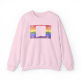 New Mexico Pride Flag Sweater: Rainbow LGBTQ+ State Silhouette Distressed Sweatshirt