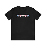 Transgender Flag Hearts T-Shirt: Pride LGBTQ+ Gradient Design