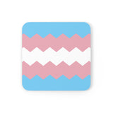 Transgender Flag Coaster Set: 4 Corkwood Wavey Drink Coasters