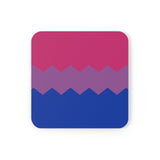 Bisexual Flag Coaster Set: 4 Corkwood Wavey Drink Coasters