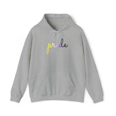 Nonbinary Pride Hoodie: Flowing Cursive 'Pride' in Gradient Hues