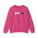 Nonbinary Flag Hearts Sweatshirt: Pride LGBTQ+ Gradient Design