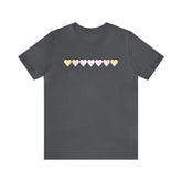 Pangender Flag Hearts T-Shirt: Pride LGBTQ+ Gradient Design