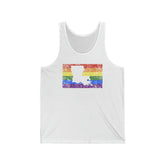 Louisiana Pride Flag Tank: Rainbow LGBTQ+ State Silhouette Distressed Tank-Top