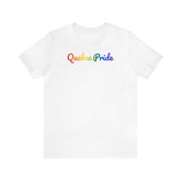 Quebec Pride T-Shirt: Flowing Cursive Design with LGBTQ+ Gradient