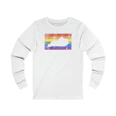 Kentucky Pride Flag Long Sleeve Tee: Rainbow LGBTQ+ State Silhouette Distressed Long Sleeve T-Shirt