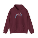 Transgender Pride Hoodie: Flowing Cursive 'Pride' in Gradient Hues