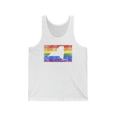 New York Pride Flag Tank: Rainbow LGBTQ+ State Silhouette Distressed Tank-Top