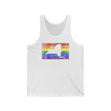 New York Pride Flag Tank: Rainbow LGBTQ+ State Silhouette Distressed Tank-Top
