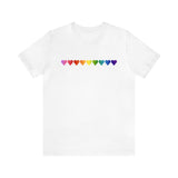 Gilbert Baker Pride Flag Hearts T-Shirt: Pride LGBTQ+ Gradient Design