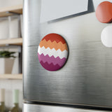 Lesbian Pride Flag Magnet: Wavey Round Button for Fridge