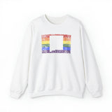 New Mexico Pride Flag Sweater: Rainbow LGBTQ+ State Silhouette Distressed Sweatshirt