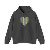 Demigender Heart Lines Hoodie: Pride Gradient Sweater