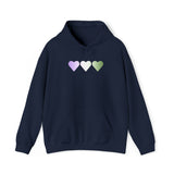 Genderqueer Flag Hearts Hoodie: Pride LGBTQ+ Gradient Design