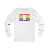 Alabama Pride Flag Long Sleeve Tee: Rainbow LGBTQ+ State Silhouette Distressed Long Sleeve T-Shirt