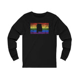 Alabama Pride Flag Long Sleeve Tee: Rainbow LGBTQ+ State Silhouette Distressed Long Sleeve T-Shirt