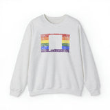 New Mexico Pride Flag Sweater: Rainbow LGBTQ+ State Silhouette Distressed Sweatshirt