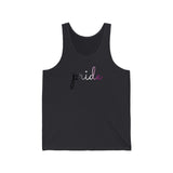 Asexual Pride Tank-Top: Flowing Cursive 'Pride' in Gradient Hues