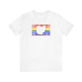 Ohio Pride Flag Tee: Rainbow LGBTQ+ State Silhouette Distressed Shirt