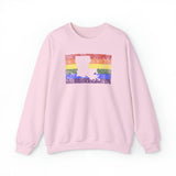 Louisiana Pride Flag Sweater: Rainbow LGBTQ+ State Silhouette Distressed Sweatshirt