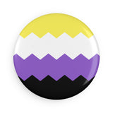 Nonbinary Pride Flag Magnet: Wavey Round Button for Fridge