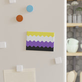 Nonbinary Pride Flag Magnet: Wavey Rectangle Button for Fridge