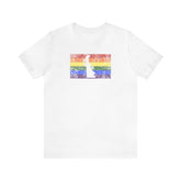 Delaware Pride Flag Tee: Rainbow LGBTQ+ State Silhouette Distressed Shirt