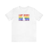 Delaware Pride Flag Tee: Rainbow LGBTQ+ State Silhouette Distressed Shirt