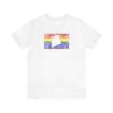 Maine Pride Flag Tee: Rainbow LGBTQ+ State Silhouette Distressed Shirt