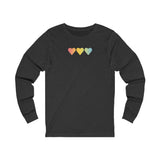 Pansexual Flag Hearts Long Sleeve Tee: Pride LGBTQ+ Gradient Design