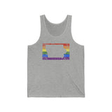 Iowa Pride Flag Tank: Rainbow LGBTQ+ State Silhouette Distressed Tank-Top