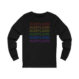 Maryland LGBTQ+ Pride Flag, Faded Black Long Sleeve Tee