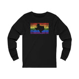 Texas Pride Flag Long Sleeve Tee: Rainbow LGBTQ+ State Silhouette Distressed Long Sleeve T-Shirt