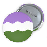 Genderqueer Pride Flag Pin: Round Button with Wavey Design