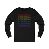 Louisiana LGBTQ+ Pride Flag, Faded Black Long Sleeve Tee