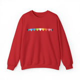Queer Flag Hearts Sweatshirt: Pride LGBTQ+ Gradient Design