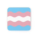Transgender Flag Coaster Set: 4 Corkwood Ripple Drink Coasters