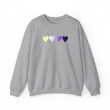 Nonbinary Flag Hearts Sweatshirt: Pride LGBTQ+ Gradient Design