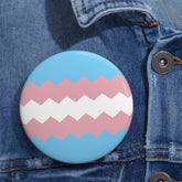 Transgender Pride Flag Pin: Round Button with Sharp Design