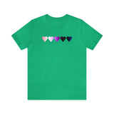 Genderfluid Flag Hearts T-Shirt: Pride LGBTQ+ Gradient Design
