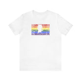 Rhode Island Pride Flag Tee: Rainbow LGBTQ+ State Silhouette Distressed Shirt