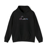 Bigender Love Script Hoodie: Subtly Elegant Pride Sweatshirt