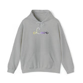 Nonbinary Love Script Hoodie: Subtly Elegant Pride Sweatshirt