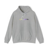 Nonbinary Love Script Hoodie: Subtly Elegant Pride Sweatshirt