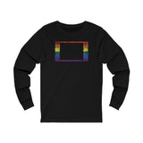 Colorado Pride Flag Long Sleeve Tee: Rainbow LGBTQ+ State Silhouette Distressed Long Sleeve T-Shirt