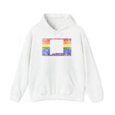 New Mexico Pride Flag Hoodie: Rainbow LGBTQ+ State Silhouette Distressed Hooded Sweatshirt