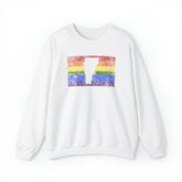 Vermont Pride Flag Sweater: Rainbow LGBTQ+ State Silhouette Distressed Sweatshirt