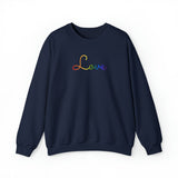 Pride Flag Love Script Sweatshirt: Subtly Elegant Pride Sweater