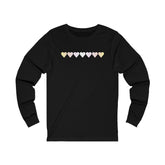 Pangender Flag Hearts Long Sleeve Tee: Pride LGBTQ+ Gradient Design